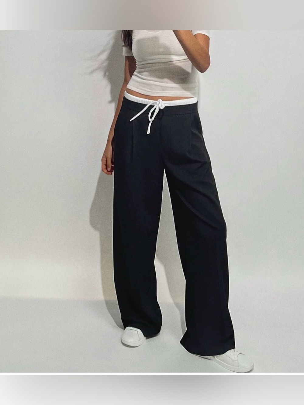 ZARA DOUBLE WAIST WIDE LEG PANTS 1608/225/800 Size S